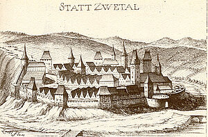 Stadt Zwettl, Kupferstich von Georg Matthäus Vischer, aus: Topographia Archiducatus Austriae Inferioris Modernae, 1672